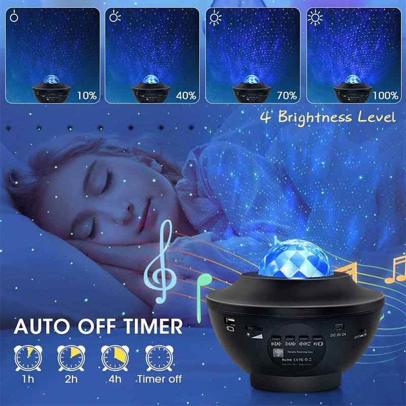 Led  Starry Sky Star Galaxy Projector Night Light Built-in Bluetooth-Speaker For Home Bedroom Decoration Child Kids Present
